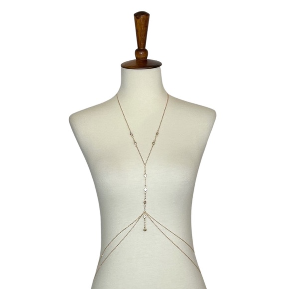 Boho Gold and Crystal Body Harness Jewelry - Picture 6 of 12